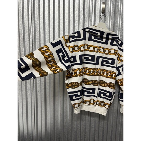 Spree Sport Vintage Collared Zip Sweater Versace Style Chain Link 1992 Mens Sz M - Picture 6 of 7